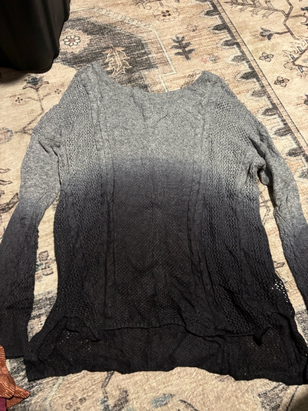 American Eagle Outfitters Gray-to-Black Ombre Crewneck Sweater